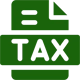 A green pixel art style image of the word " tax ".